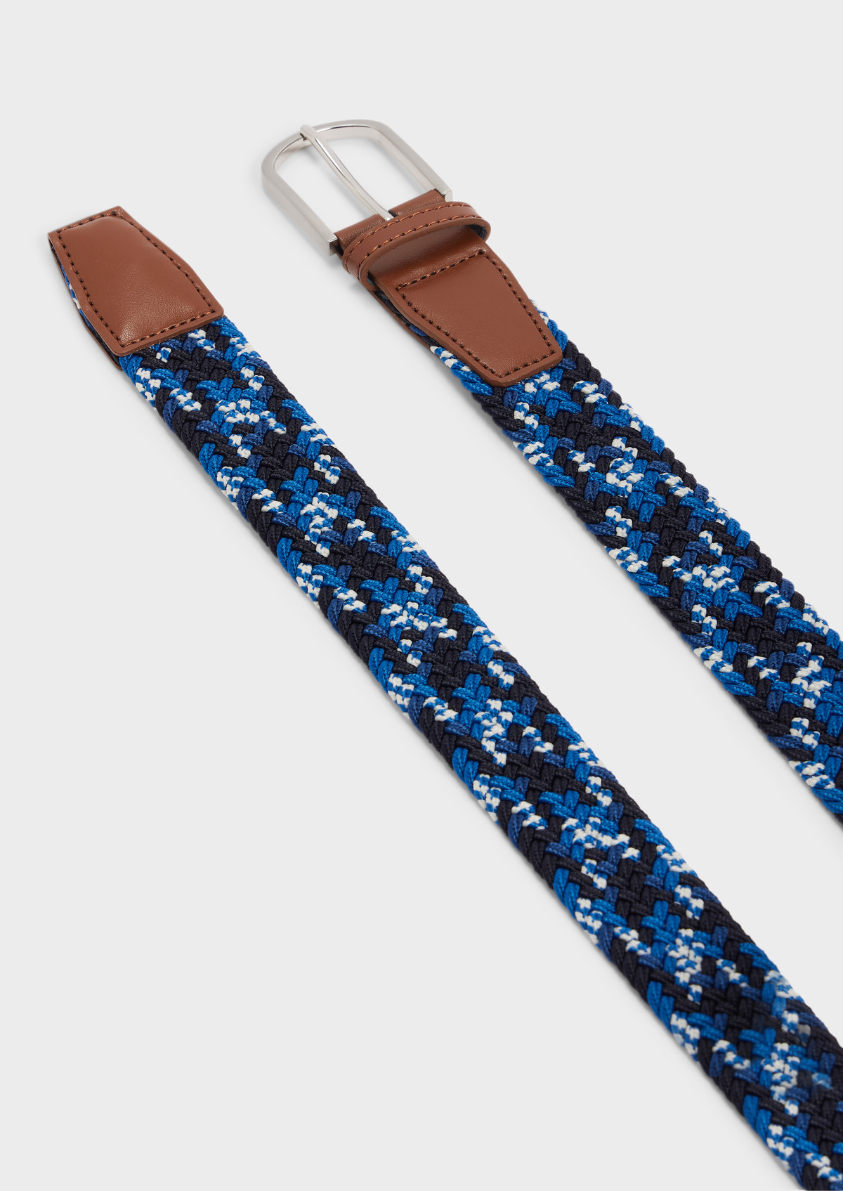 Ceinture tressée bleu marine, bleu turquin et blanc