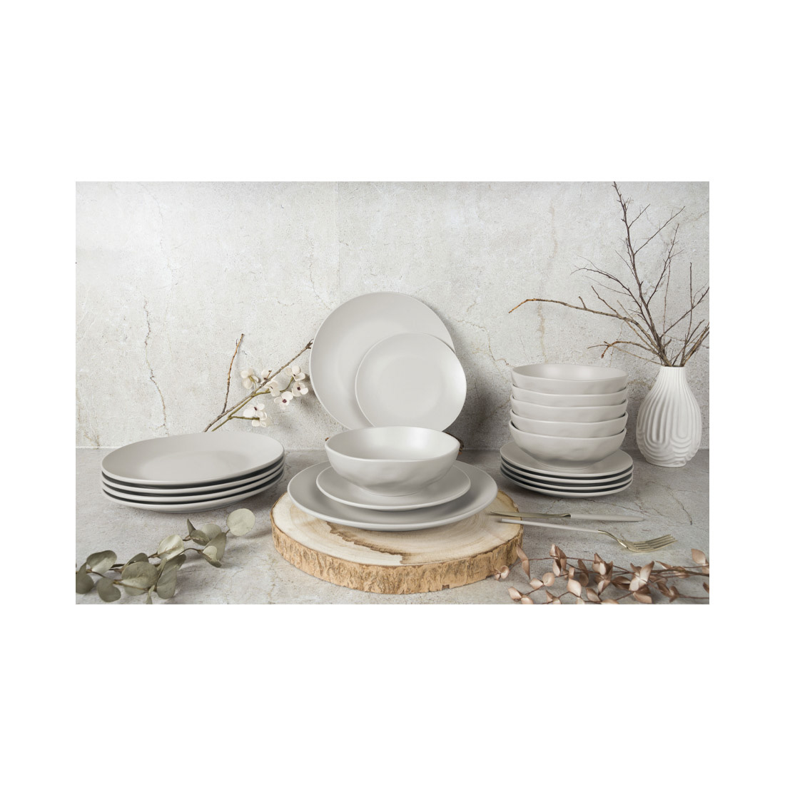 Berlinger Haus 18-teiliges Teller-Set matt cream Sahara Collection
