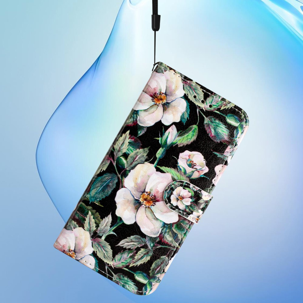iPhone 16 Pro Max Leder Tasche Hülle mit Kartenfach Magnolien