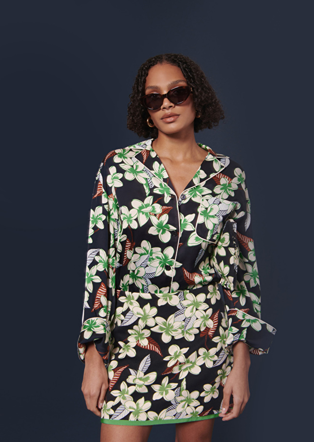 Jupe Juniableu nuit à motif fleurs