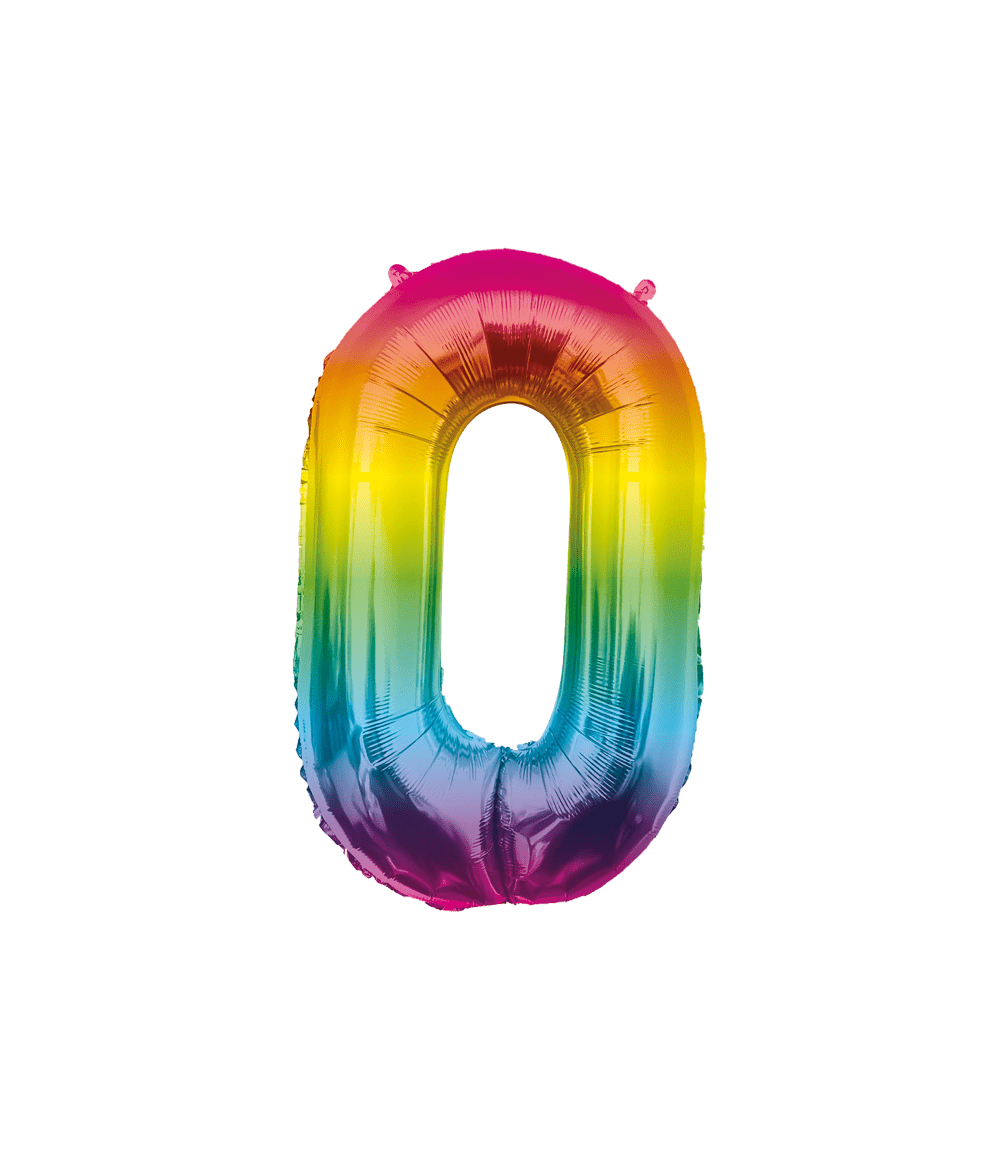 0 Jaar Helium Ballon Regenboog Leeg 86cm