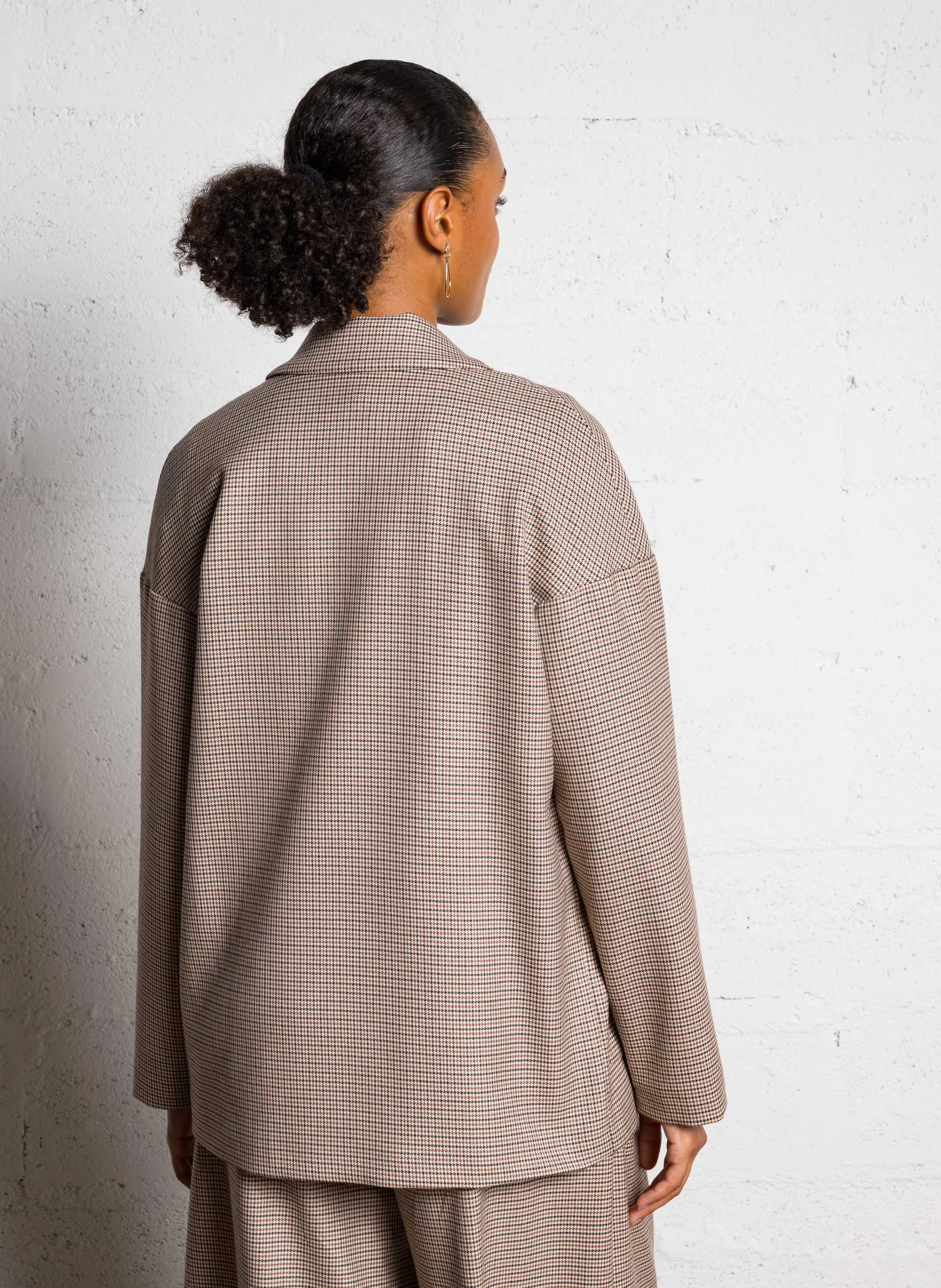 Blazer oversize imprimé| Beige