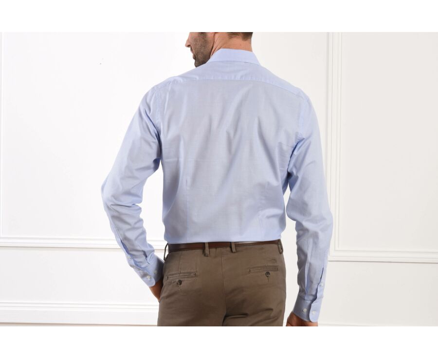 Chemise coton bleue et blanche - Col français - GERMAIN