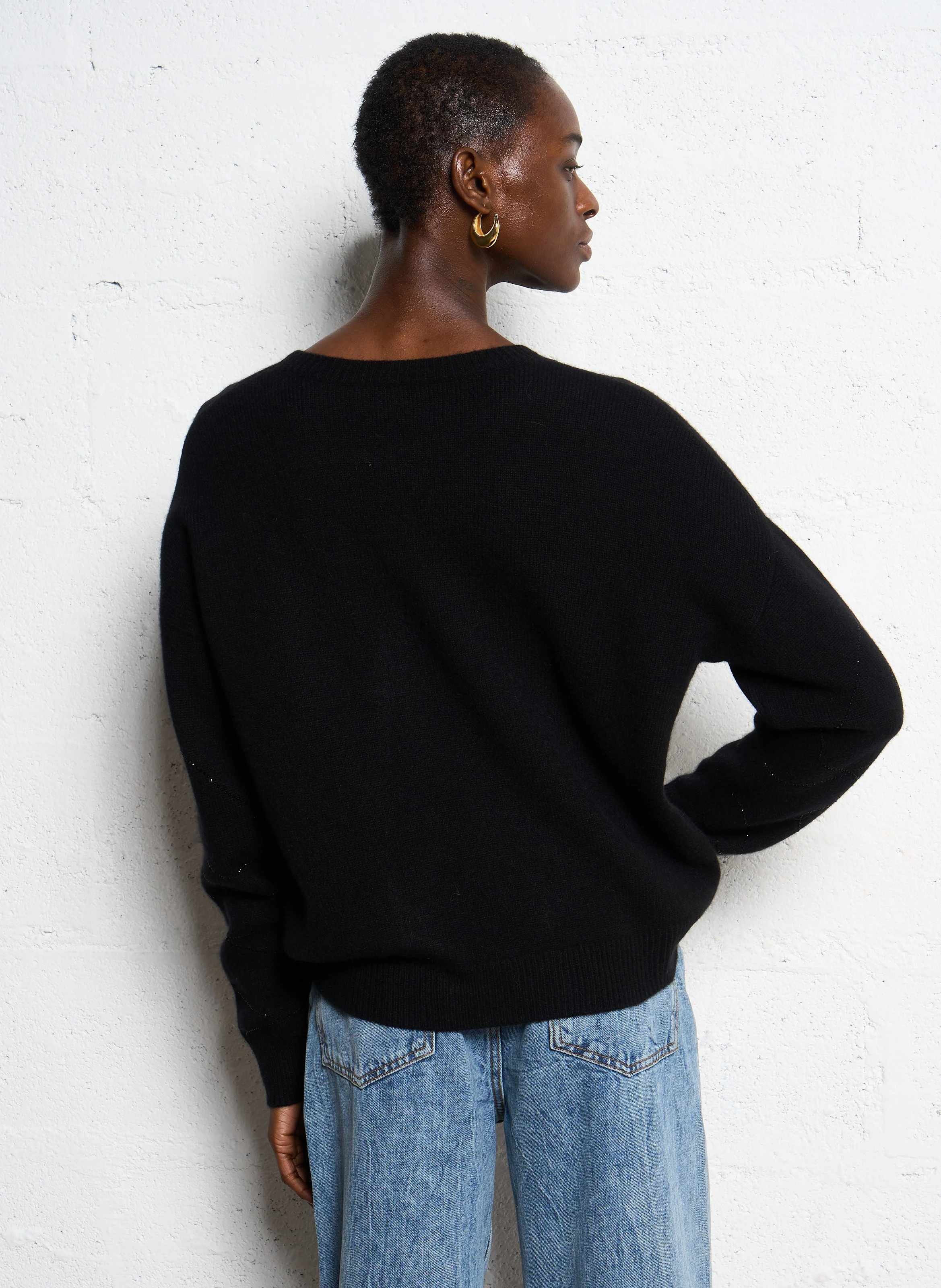 APOLLO - Pull droit à strass| Noir