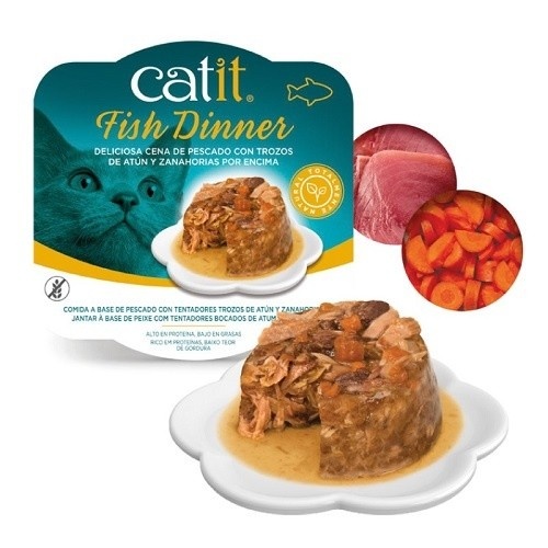 Jantar com sabor de atum e cenoura.