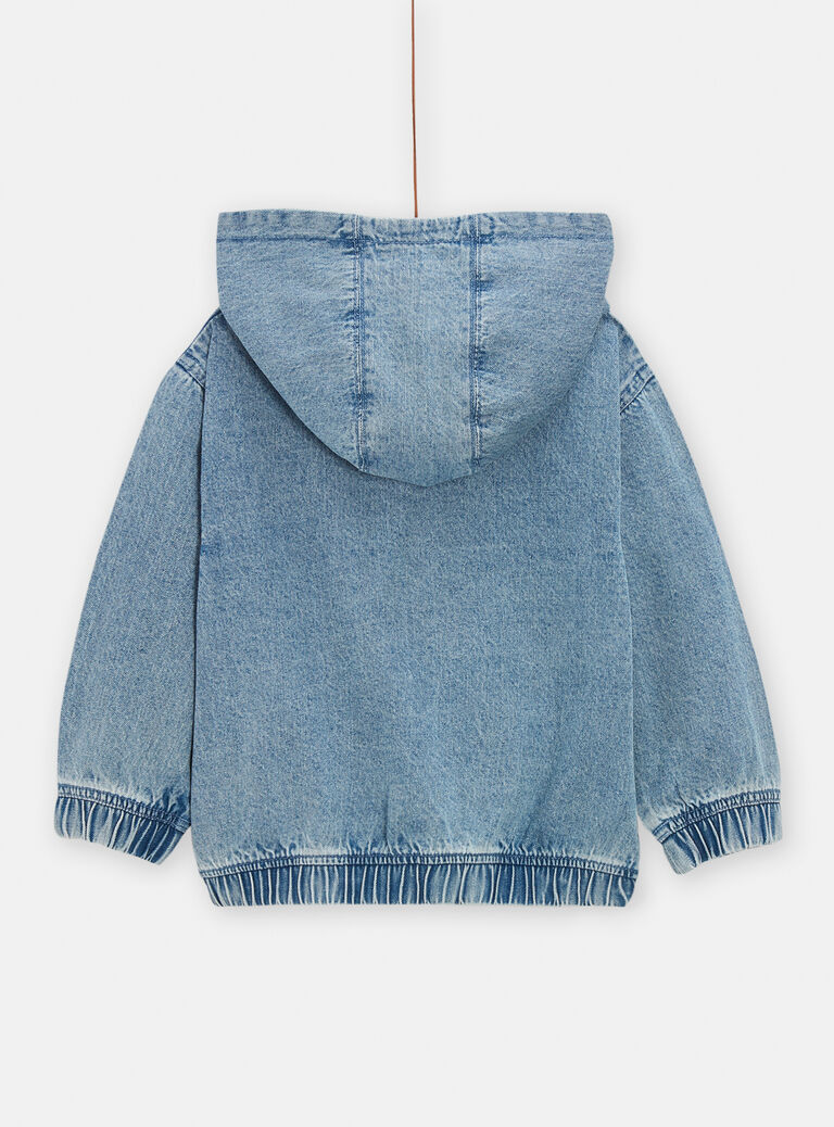 Gilet denim clair à capuche pour garçon