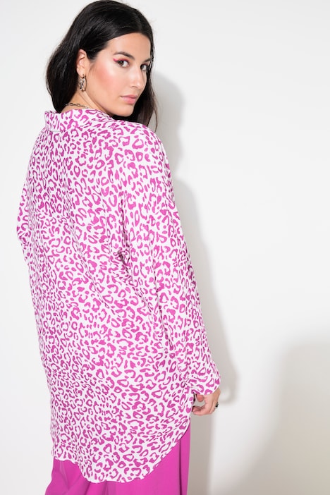 Bluse, oversized, Musselin, Color-Leo