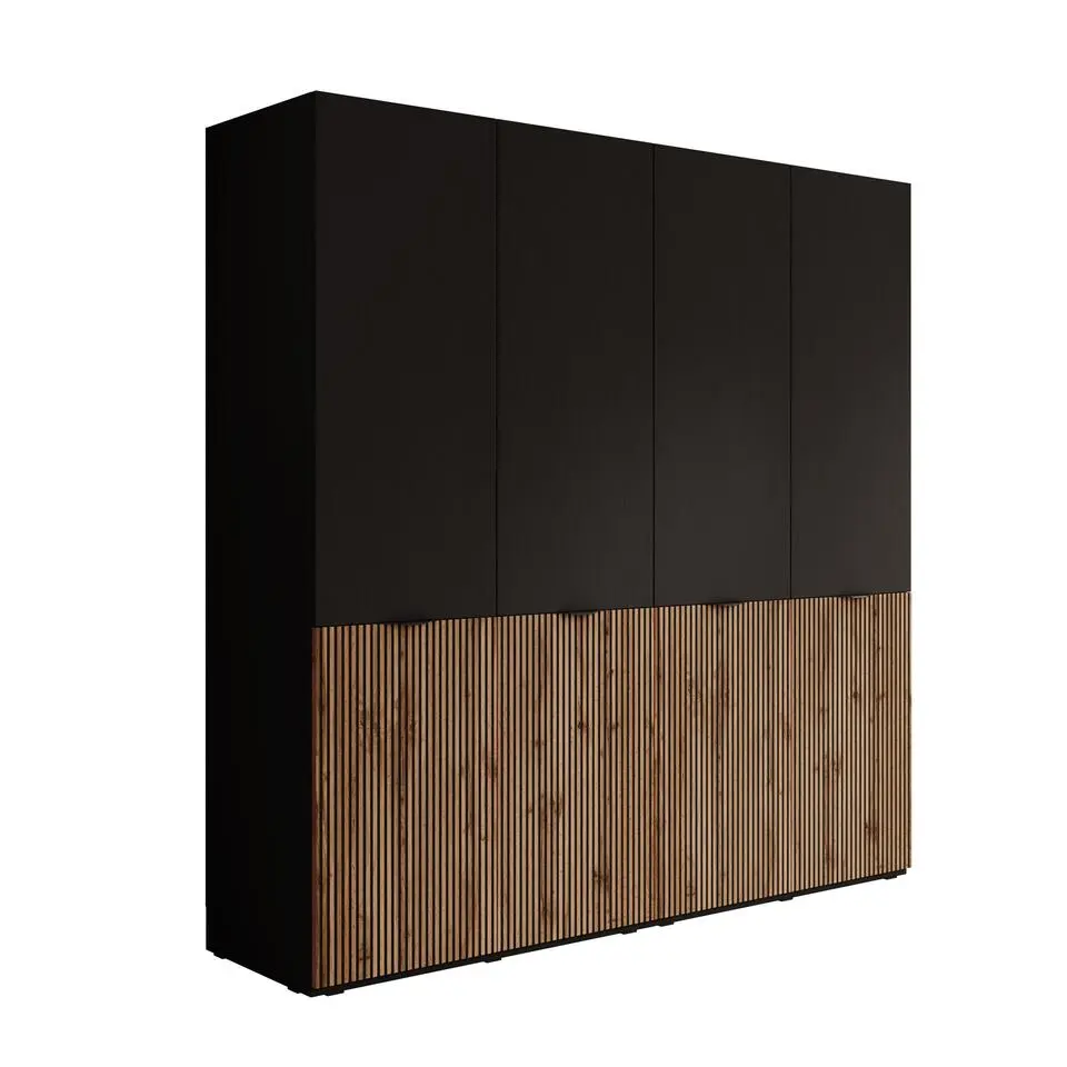 Meubella - Kledingkast Shelton - Zwart 1 - 202 cm