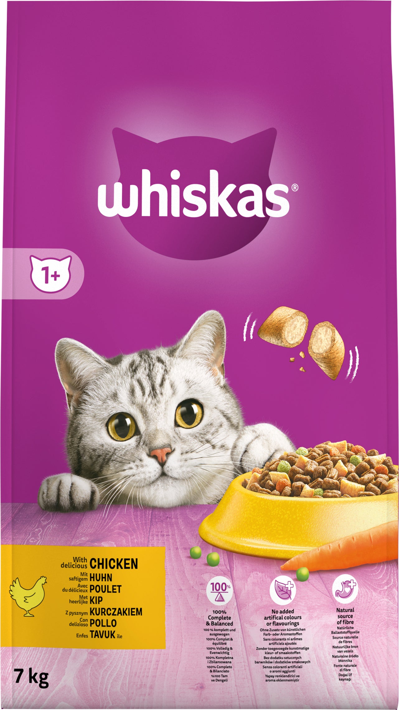 Whiskas kattenvoer droogvoer kip adult 7 kg