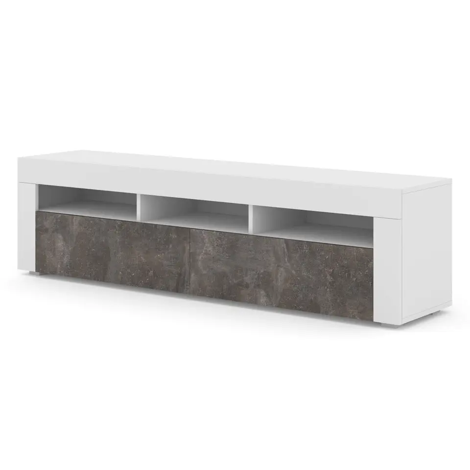 RTV-kast MORENO 160 wit mat / donker beton