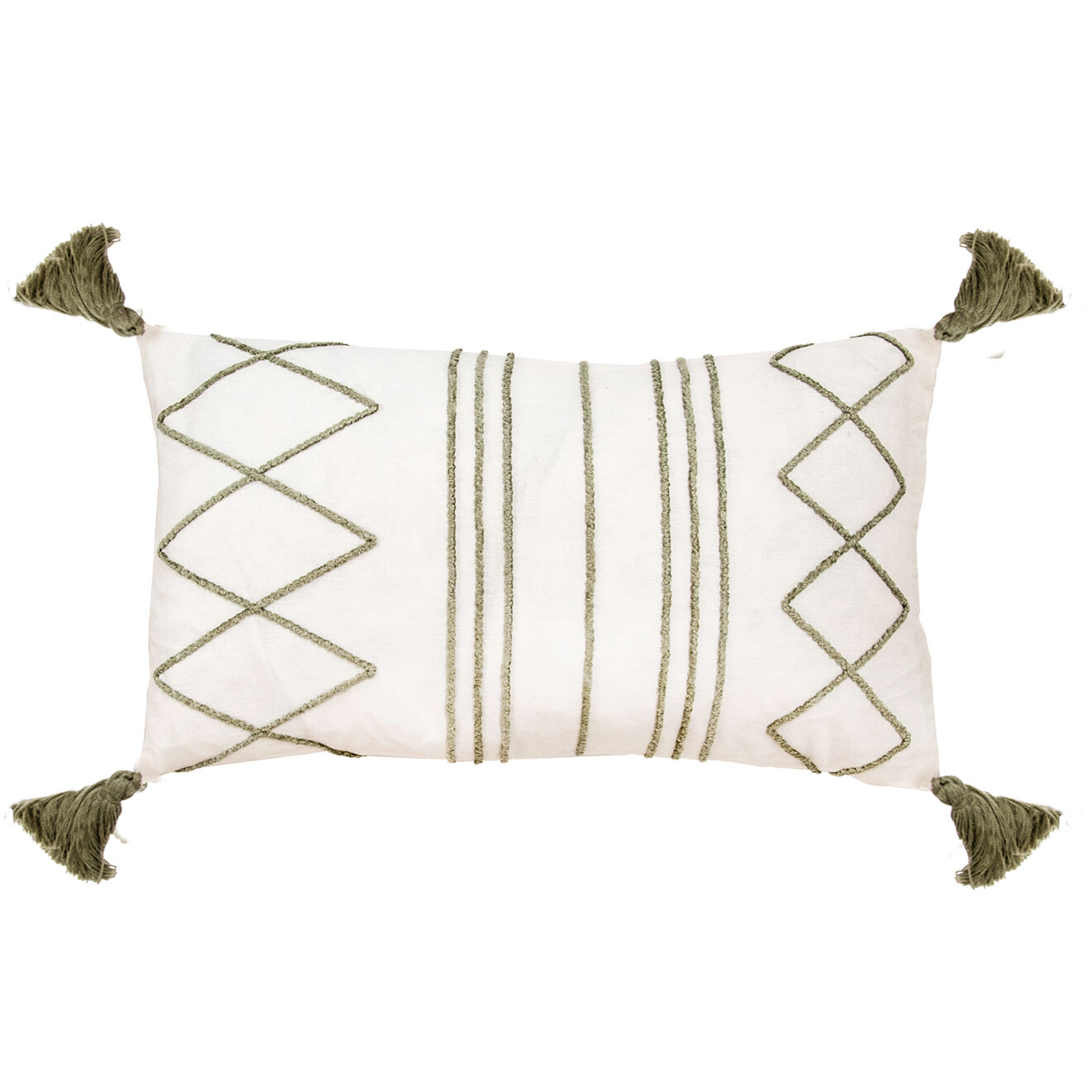 Febronie Housse de coussin Istanbul brodée kaki - 50x30 cm