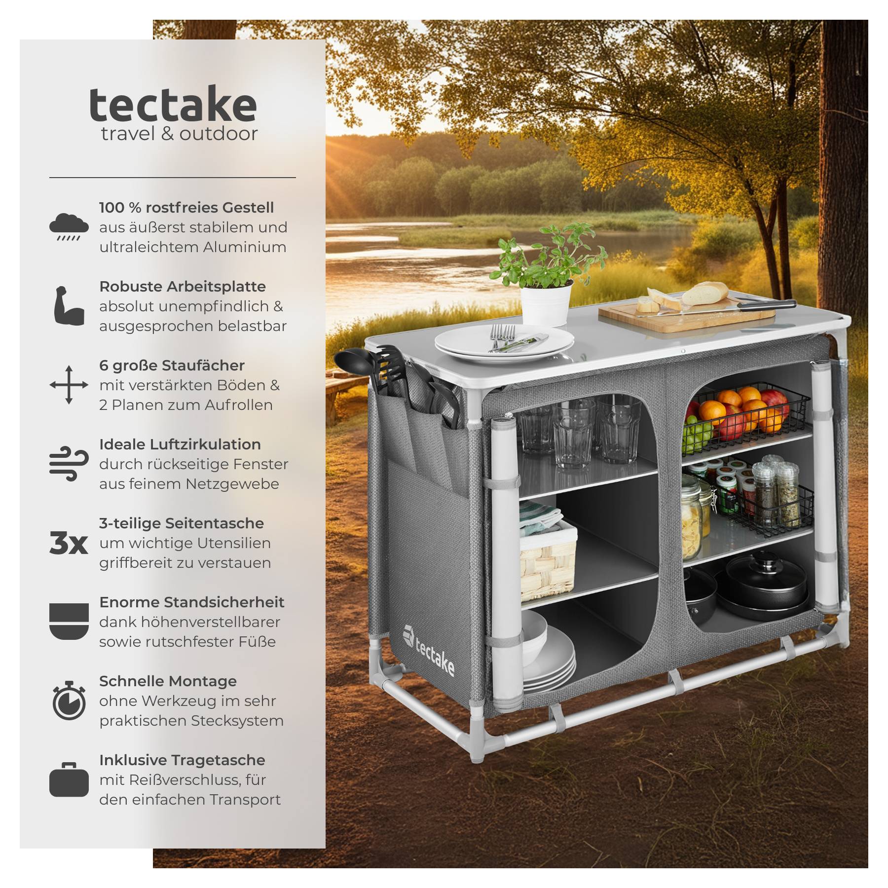 Campingschrank Deluxe mit 6 Fächern