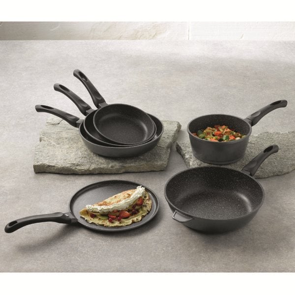 Batterie de cuisine 6 pièces Dur comme la pierre 3 poêles et 3 cassero