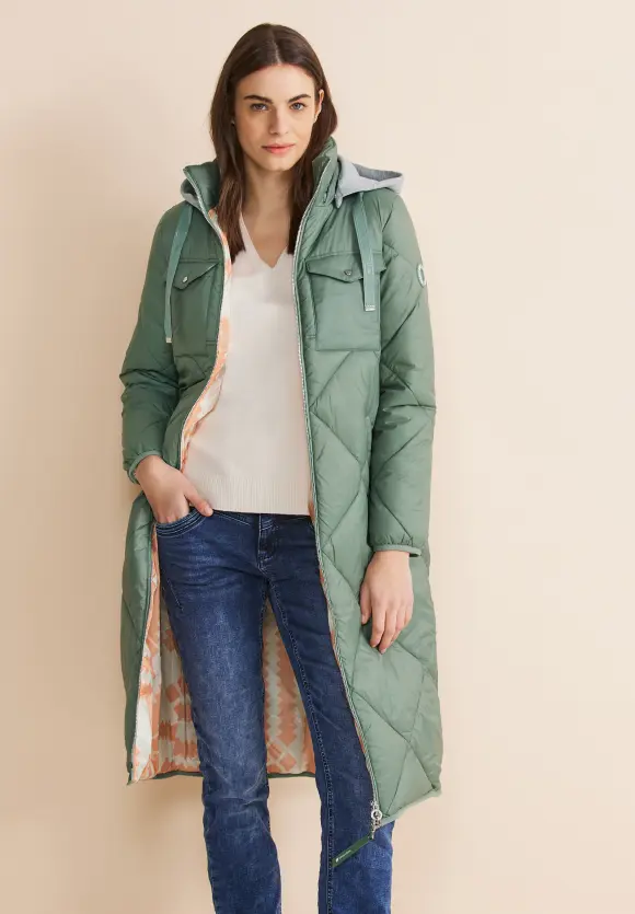 Jacke mit Diamant Steppung - dune green