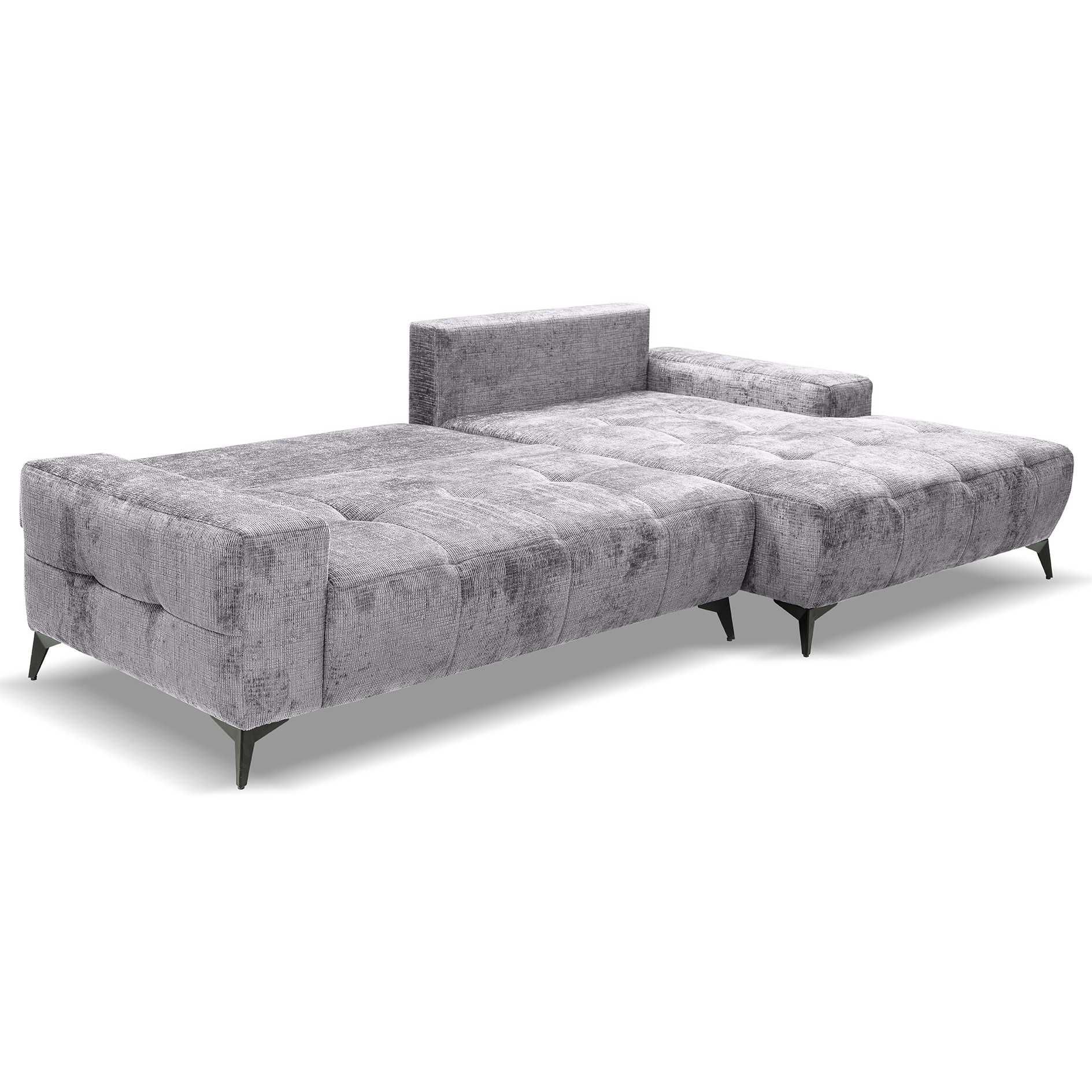 Ecksofa - ash - Liegefunktion - Staukasten - Longchair rechts