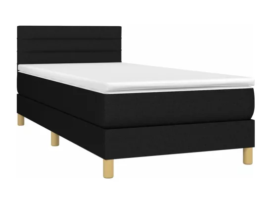 Sommier tapissier avec matelas et LED Noir 90x190 cm Tissu