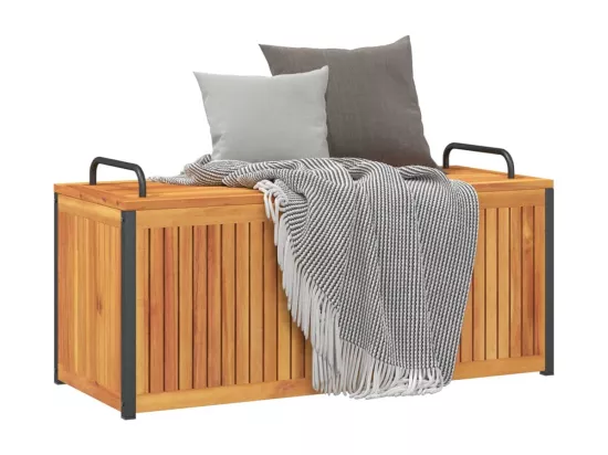 Boîte à coussins d'extérieur bois d'acacia solide et acier