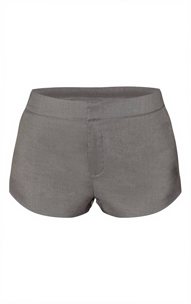 Taupe Short Tailleur Gris À Détails Boutons Ensemble Coordonné
