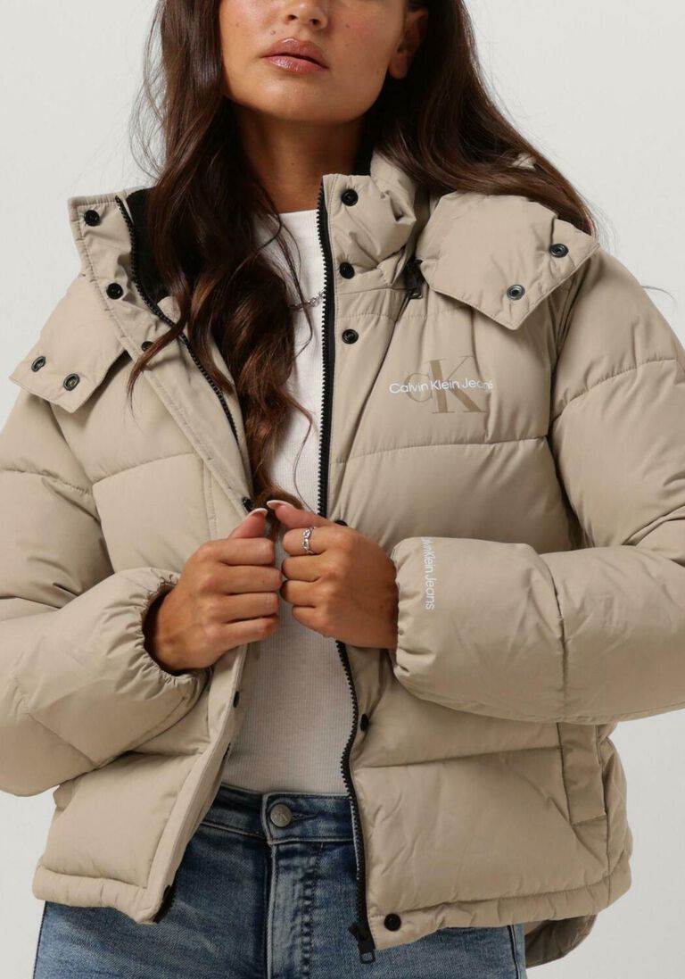 CALVIN KLEIN taupe calvin klein gewatteerde jas monologo non down short puffer