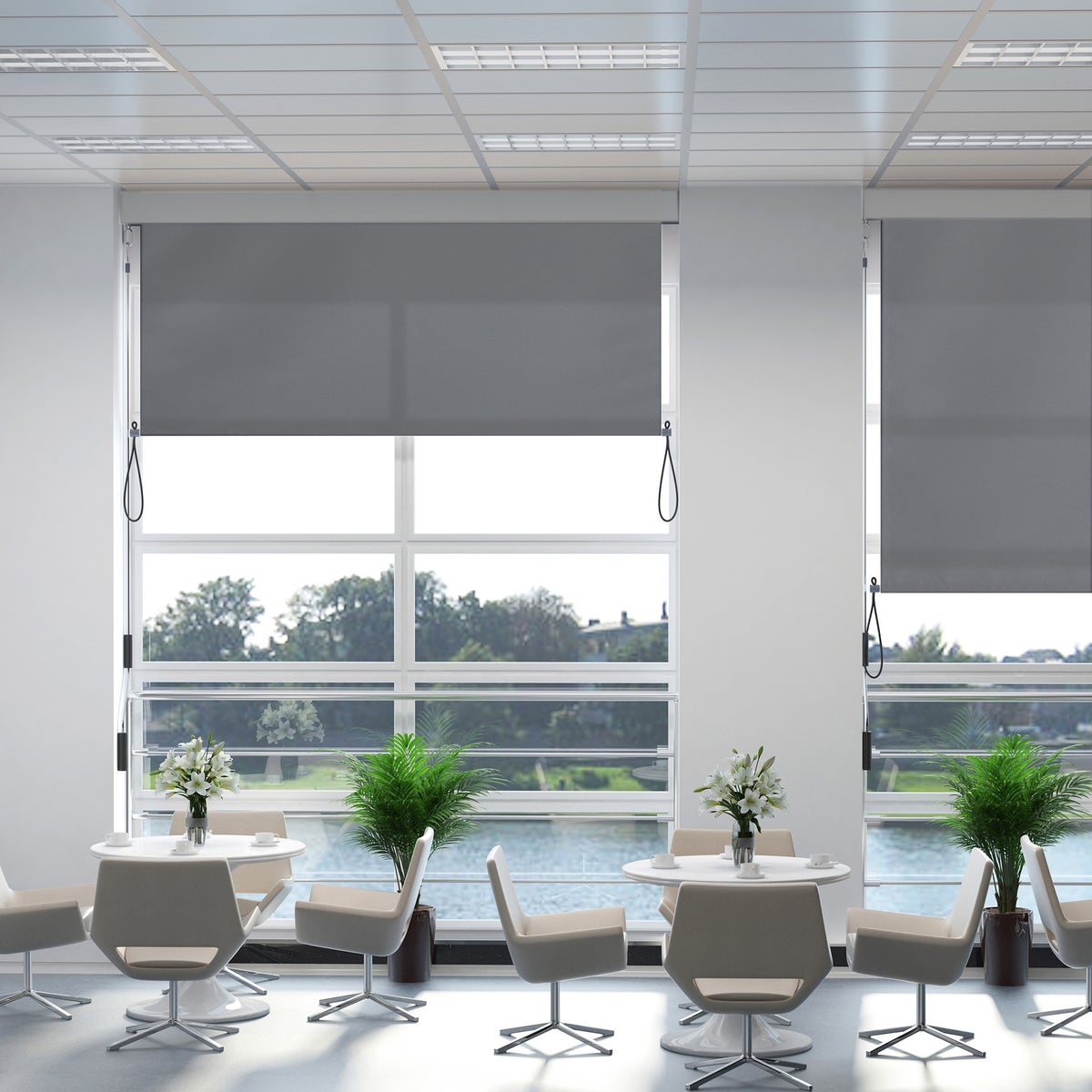 Outsunny verticale zonwering, verticale zonwering met handzwengel, 250 x 140 cm, polyester doek + aluminium, donkergrijs