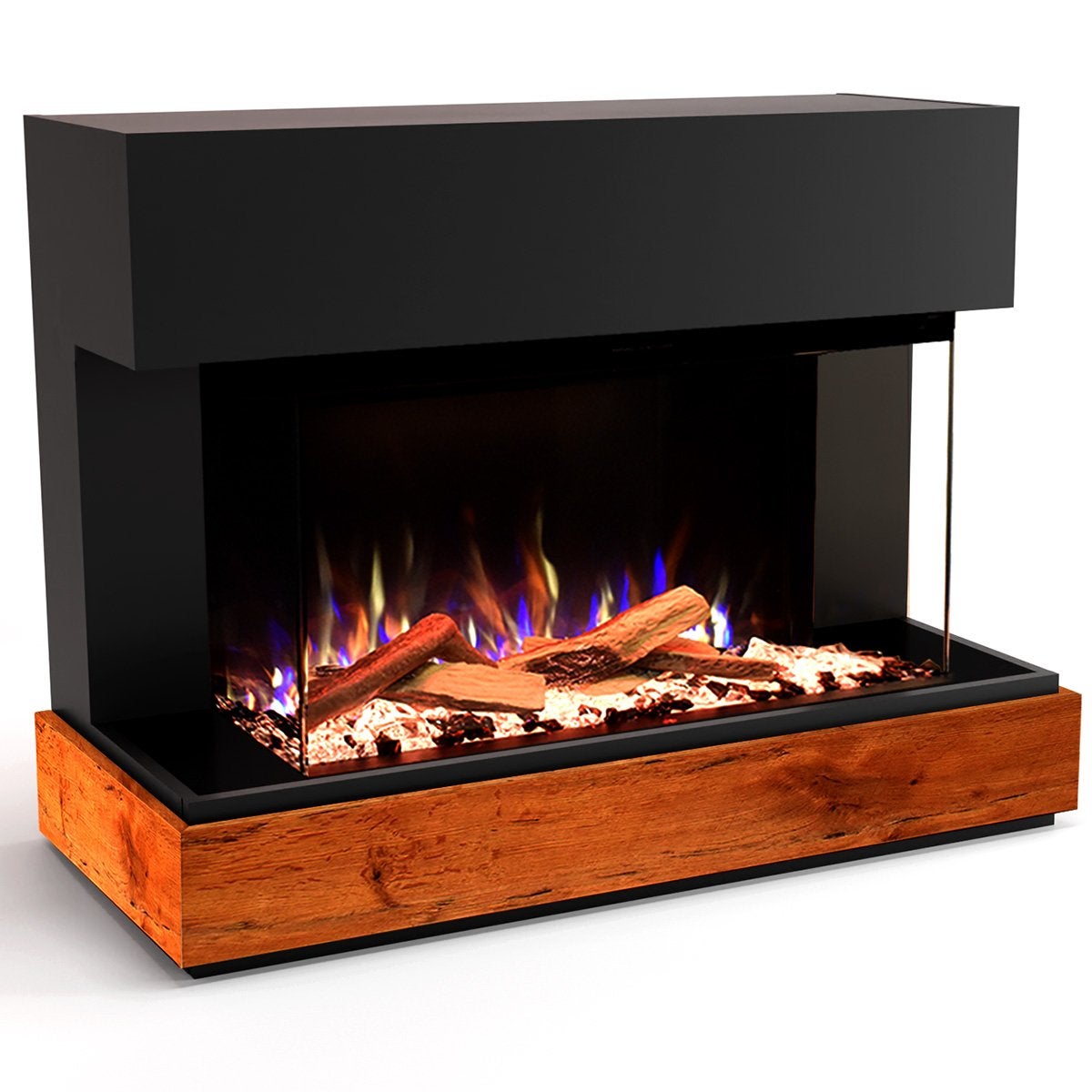 Glow Fire 'Curie' elektrische haard | LED vrijstaande haard in zwart met verwarming (1500 W) | HxBxD: 114x89x53cm