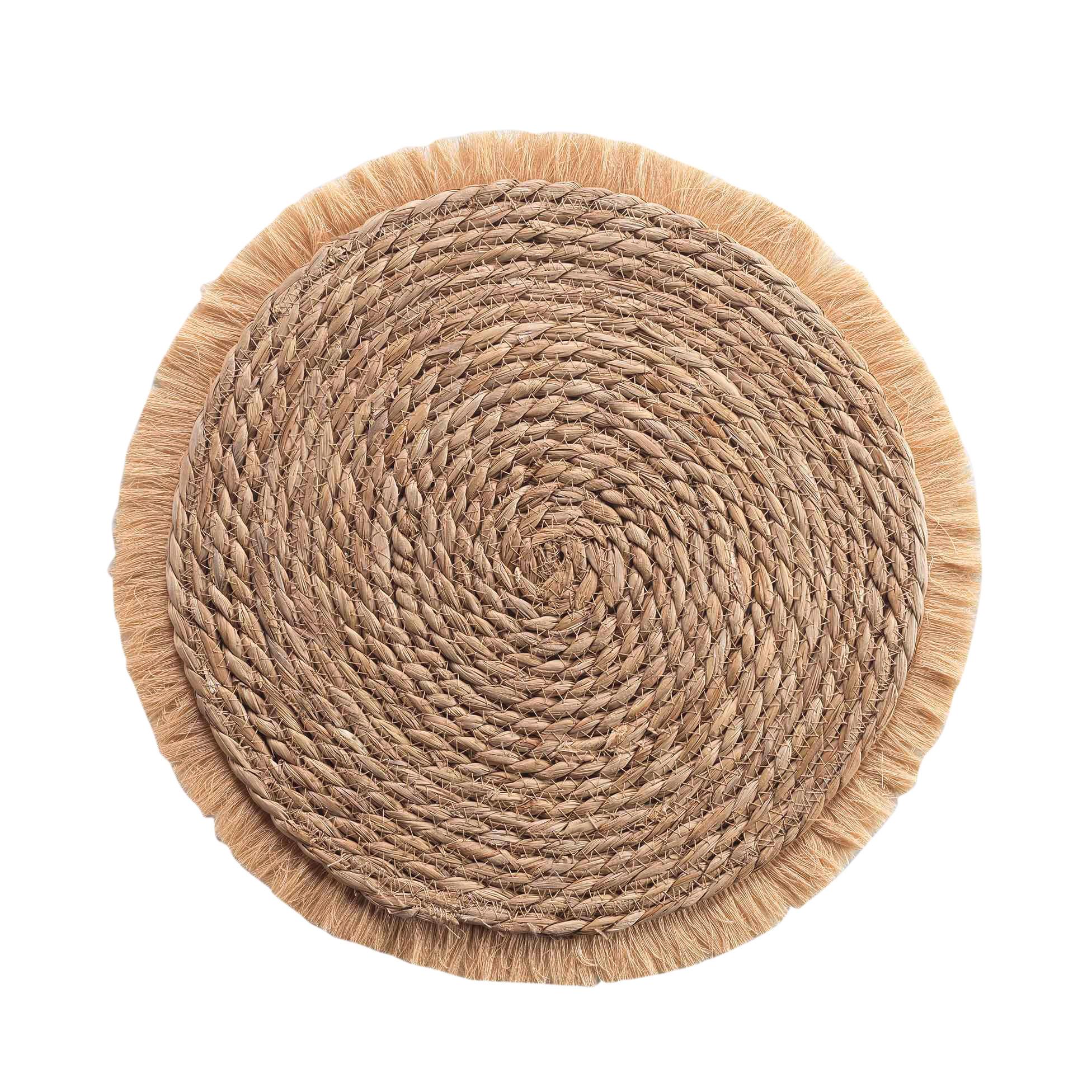 SET DE TABLE D.38CM PAILLE DE JONC ET FRANGES OSLO NATUREL