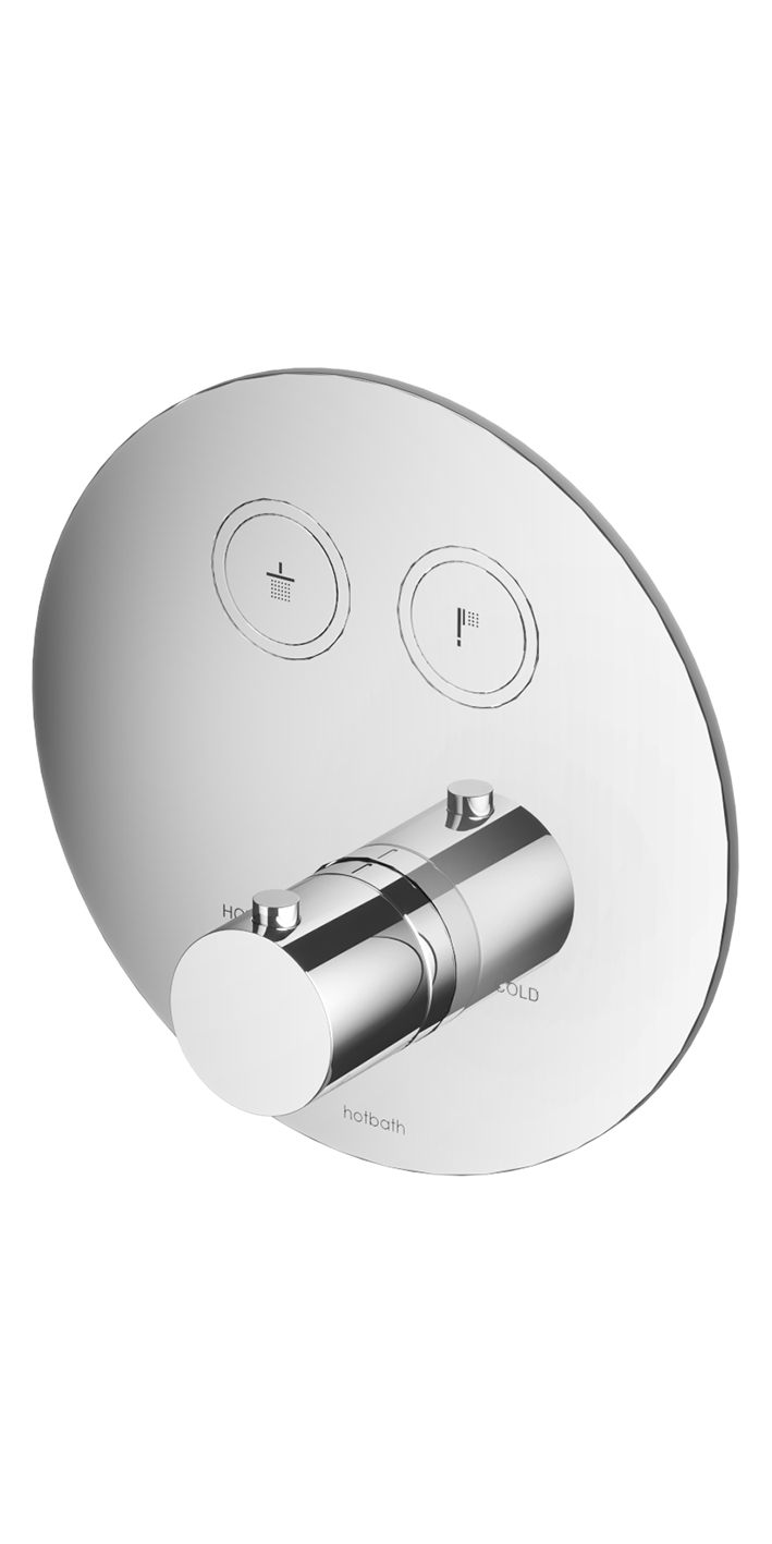 Hotbath Cobber Afbouwdeel thermostaat Rond met 2 push buttons Geborsteld Koper PVD PB009