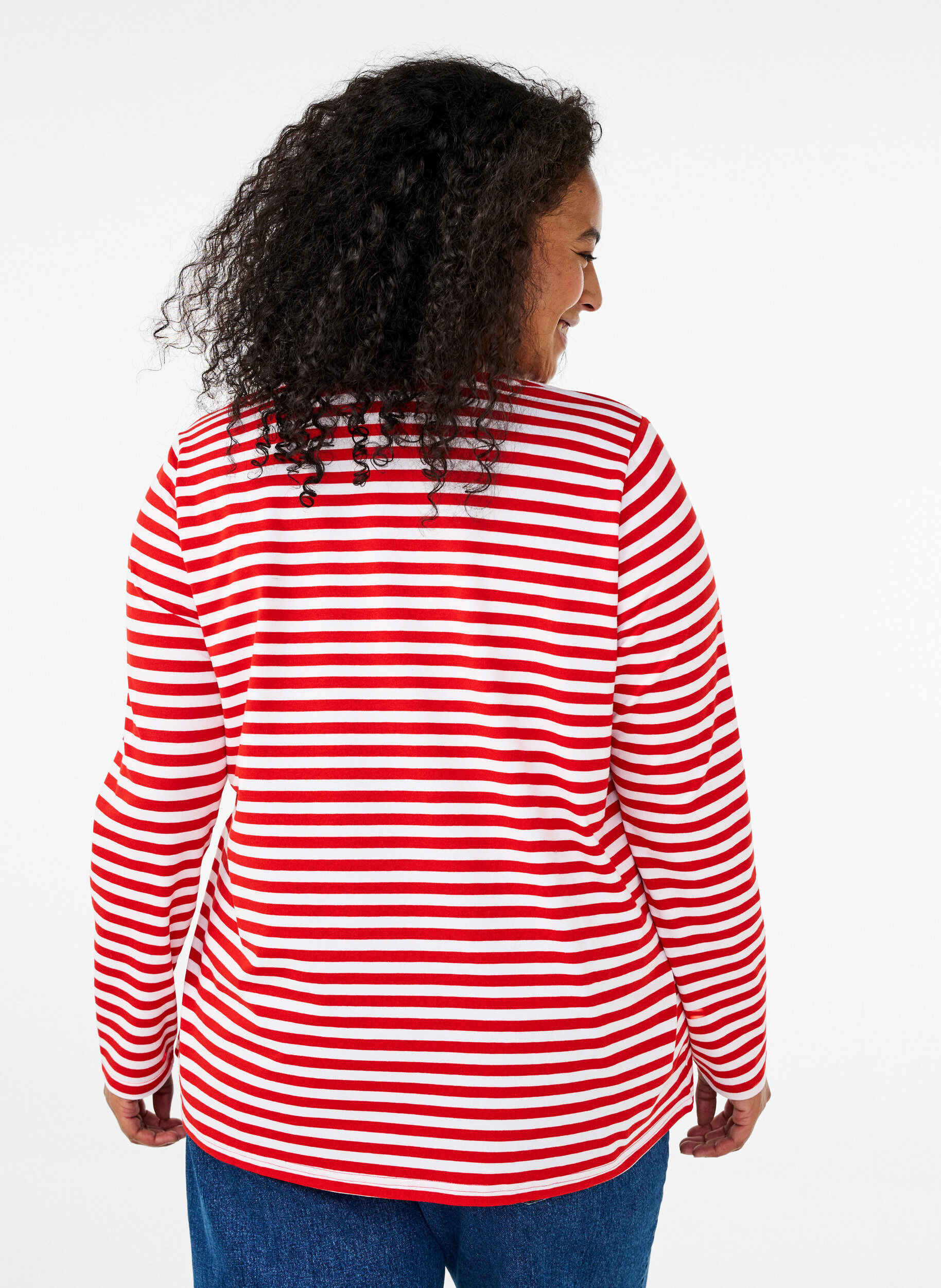 Bluse med striber og motiv