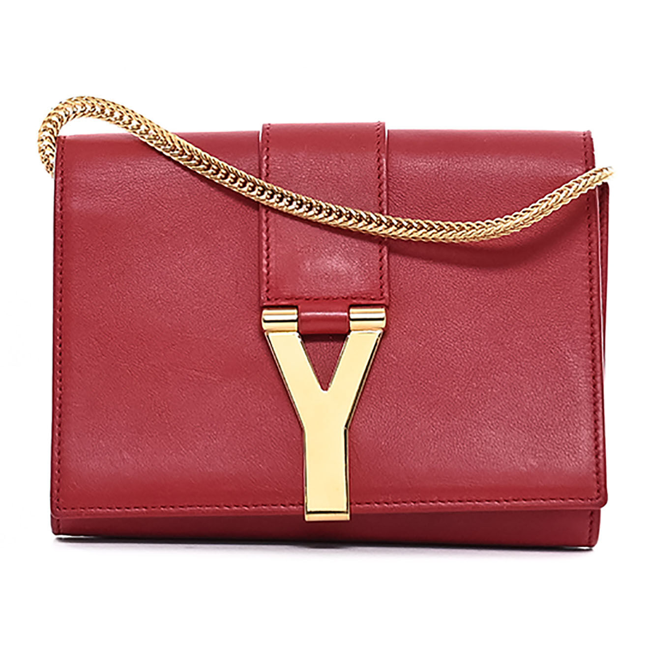 Saint Laurent Sac bandoulière Chyc Petit en Cuir rouge - Très bon état - L.17 cm
