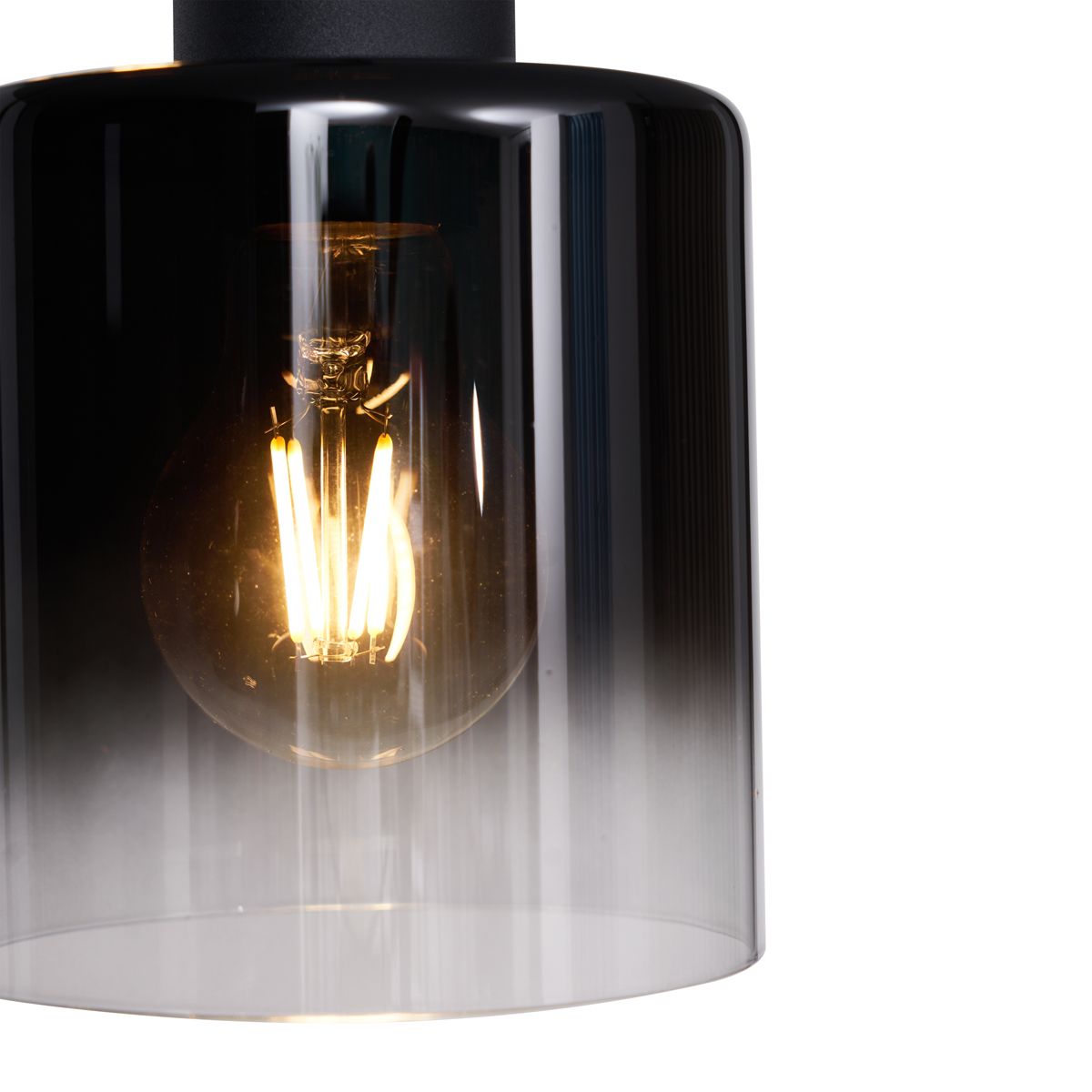 Moderne hanglamp zwart met smoke glas 3-lichts - Dame