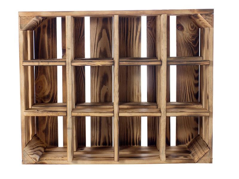 Holz Zollhaus Flaschenregal Vintage für 12 Flaschen, Kiefer Weinregal im Vintage Design