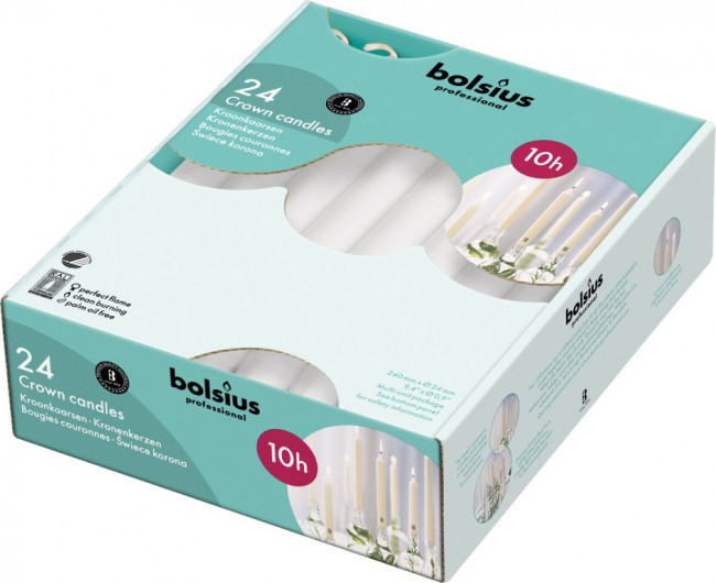 Bolsius Kroonkaars 240/24 Wit 24 Stuks
