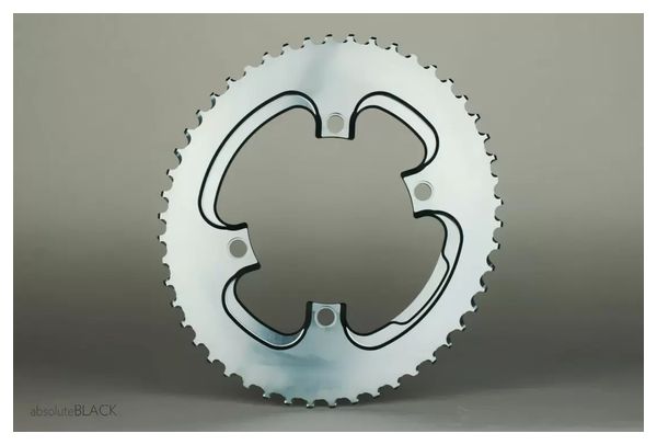 Plateau Ovale AbsoluteBlack Silver Series Oval Road 2X 110/4 BCD Chainring pour Transmission Shimano 11V Gris