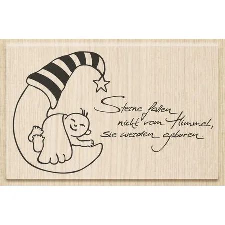 Knorr Prandell Stempel aus Holz (Geburt) Motivgröße 9 x 5,5 cm , Motiv: Sterne fallen nicht vom Himmel