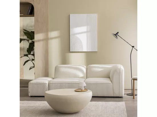 Noor - Pouf pour canapé modulable en tissu bouclette - Écru