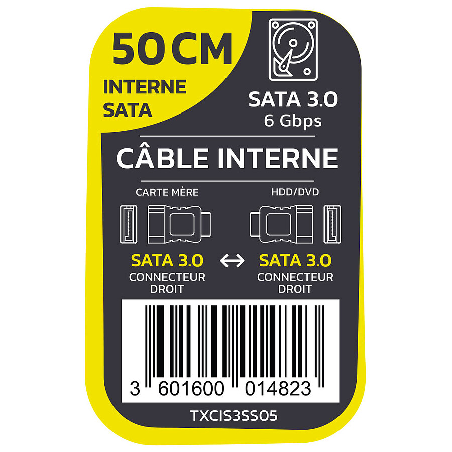 TEXTORM Câble SATA 3.0 (6Gbps) droit - 50 cm