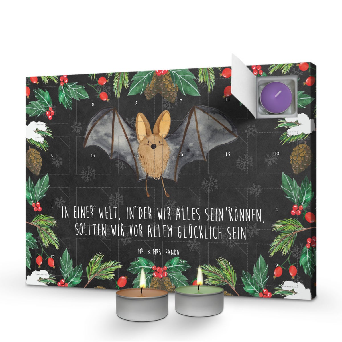 Mr. & Mrs. Panda Geurkaars Adventskalender Vleermuisvleugels - Zwart