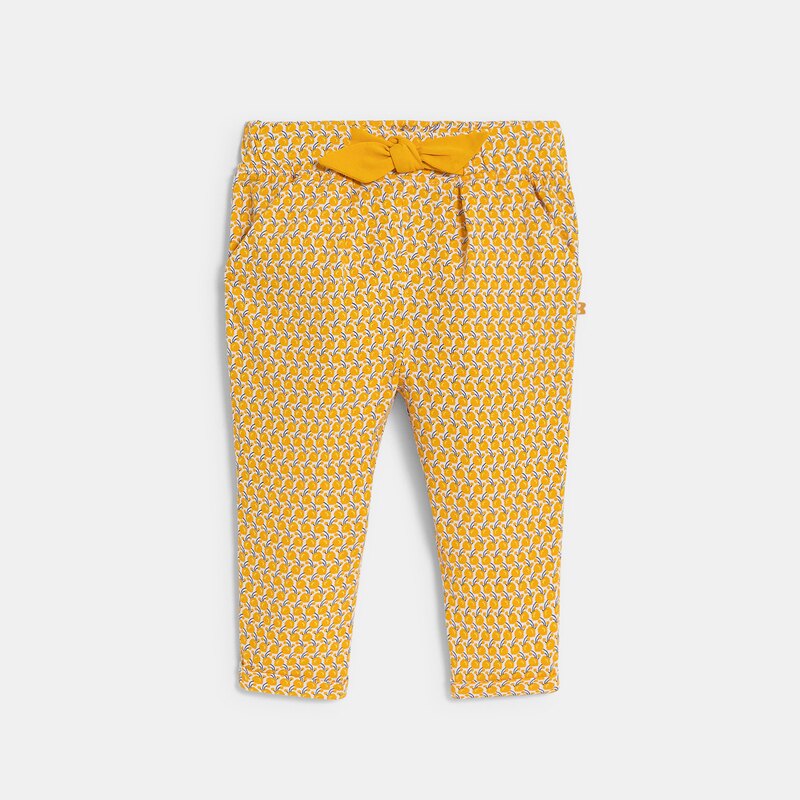 Pantalon imprimé graphique taille élastique jaune bébé fille Jaune