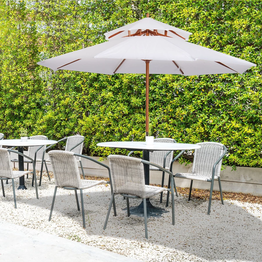 Outsunny Sonnenschirm mit Doppeldach weiß, braun