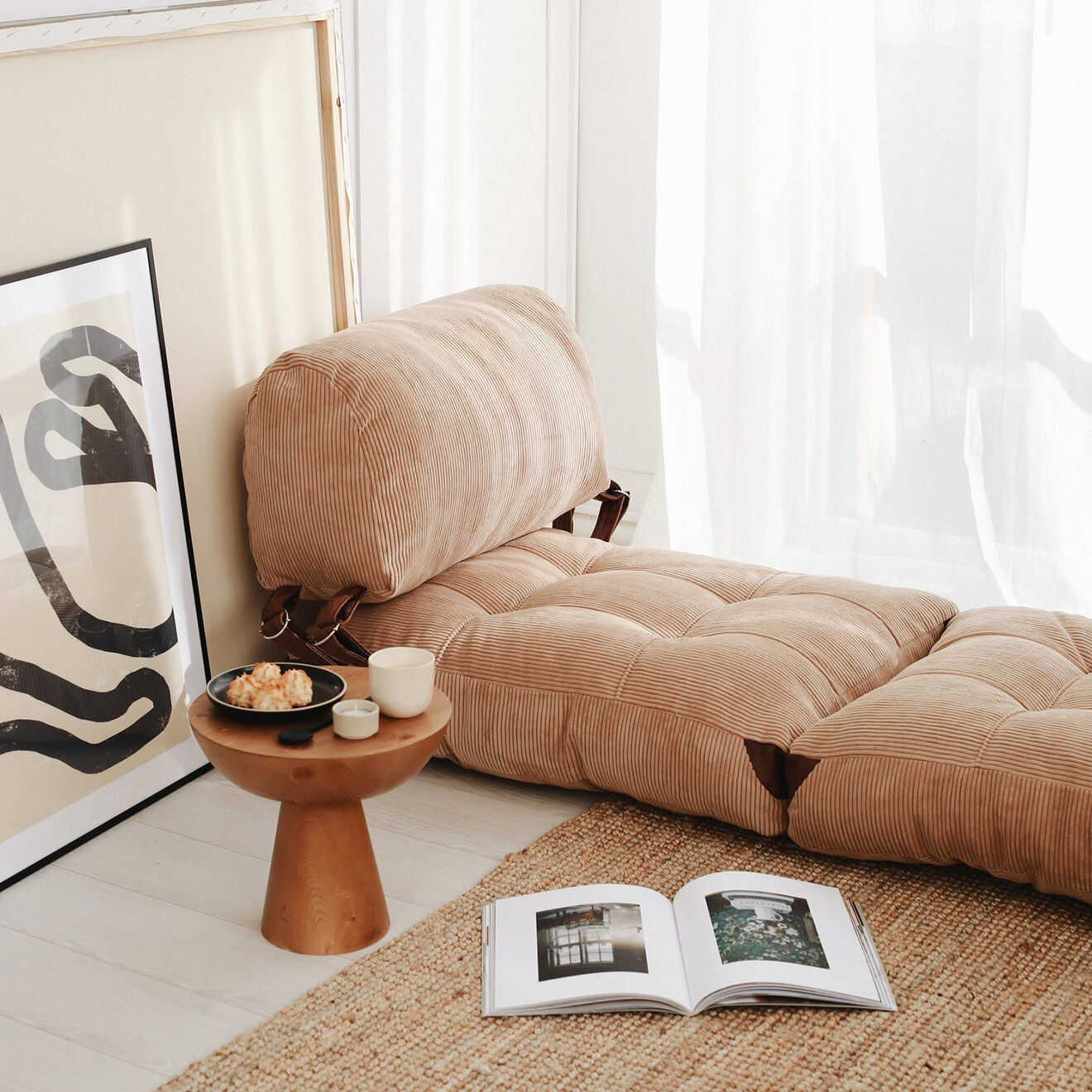 Atelier del Sofa Chauffeuse convertible Fold camel - 80x70x60 cm