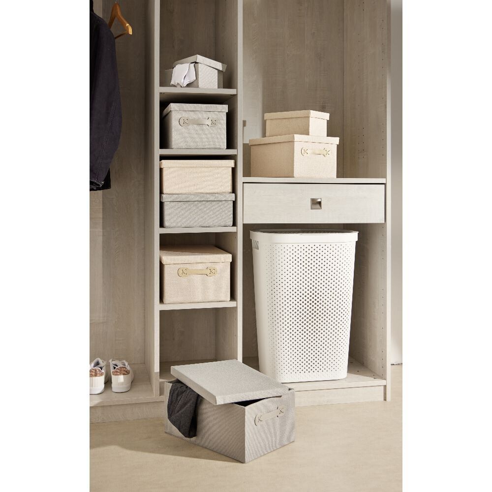 Boîte de rangement coton imprimé fleuri 24,5xH10x13cm