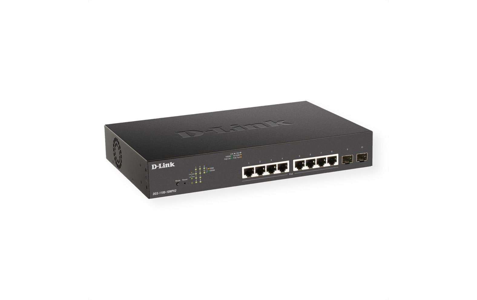 PoE+ Switch DGS-1100-10MP V2 10 Port<br>10-Port EasySmart Switch, PoE+