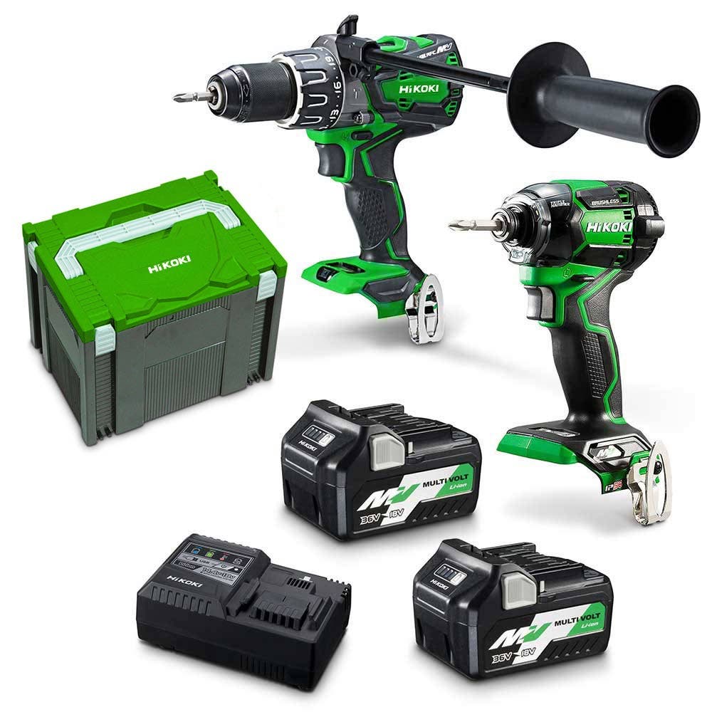 HIKOKI 36V Multivolt Brushless 2 Piece 2 x 2.5Ah/ 5.0Ah Combo Kit KC36DBDL2(HRZ)