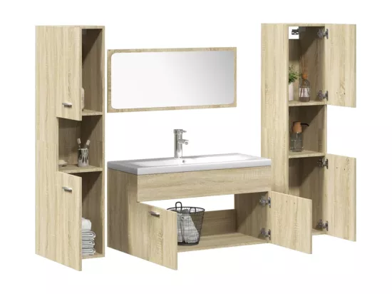 Ensemble de meubles de salle de bain 5 pcs chêne sonoma