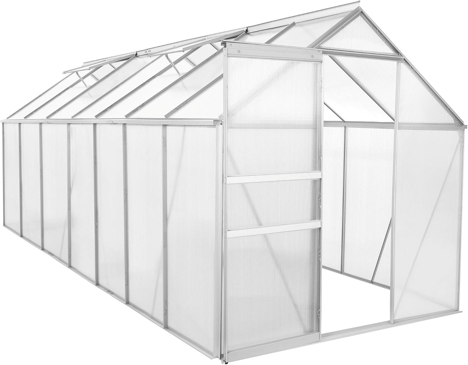 Zelsius Aluminium Gewächshaus 430 x 190 cm | 6 mm Hohlkammerplatten, UV-beständig, Winterfest | Treibhaus, Pflanzenhaus, Tomatenhaus, Frühbeet, Anbau Gewächshaus, Tomatengewächshaus, Gartenhaus