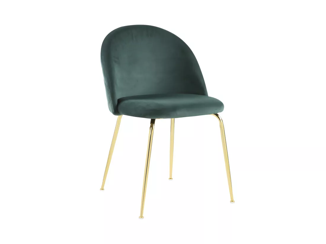 Lot de 2 chaises - Velours et acier inoxydable doré - Vert - MELBOURNE