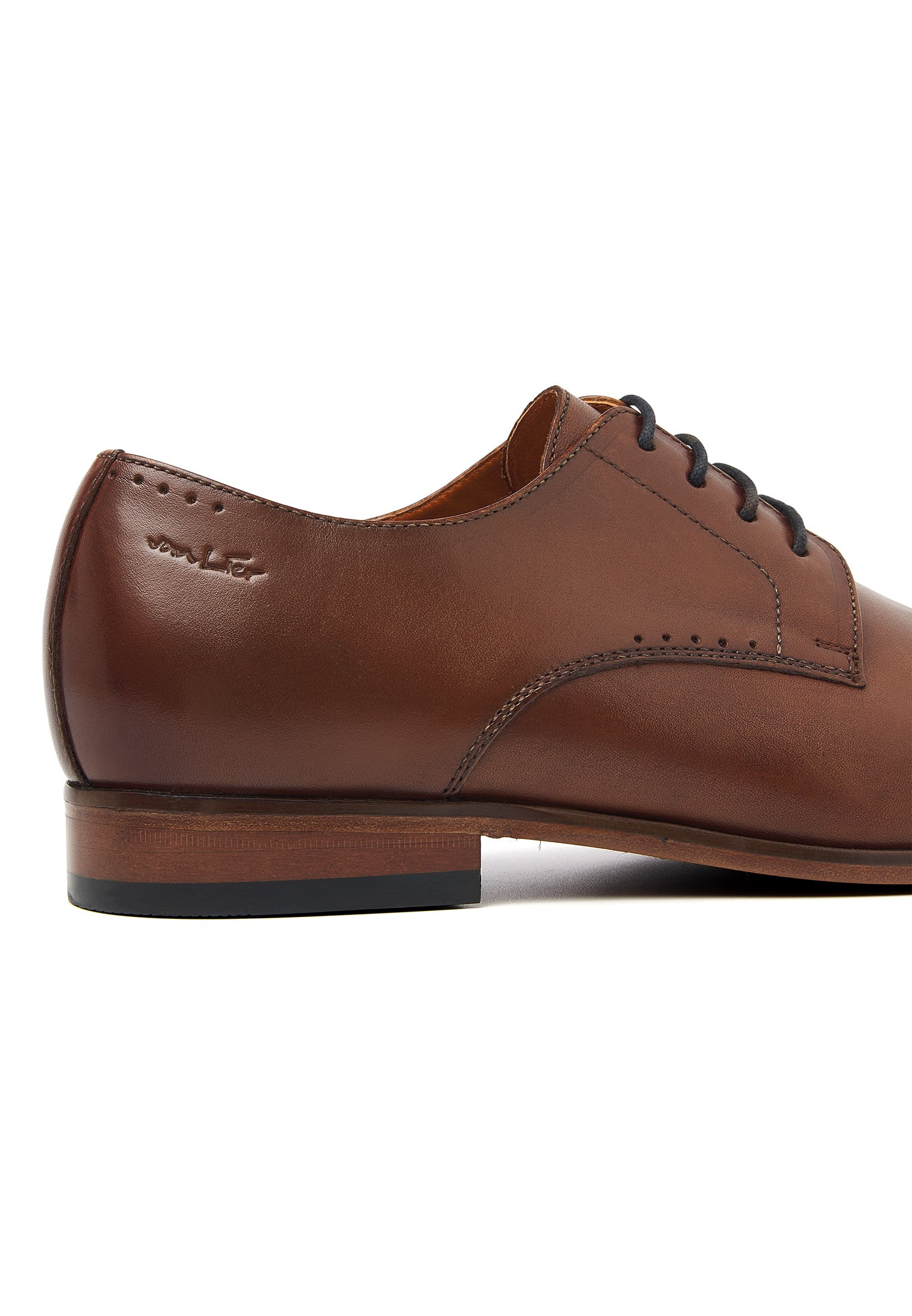 Cognac gladleren Hercules veterschoen