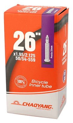 CHAMBRE AIR VTT 26X1.95/2.125 VP CHAOYANG VALVE 33MM