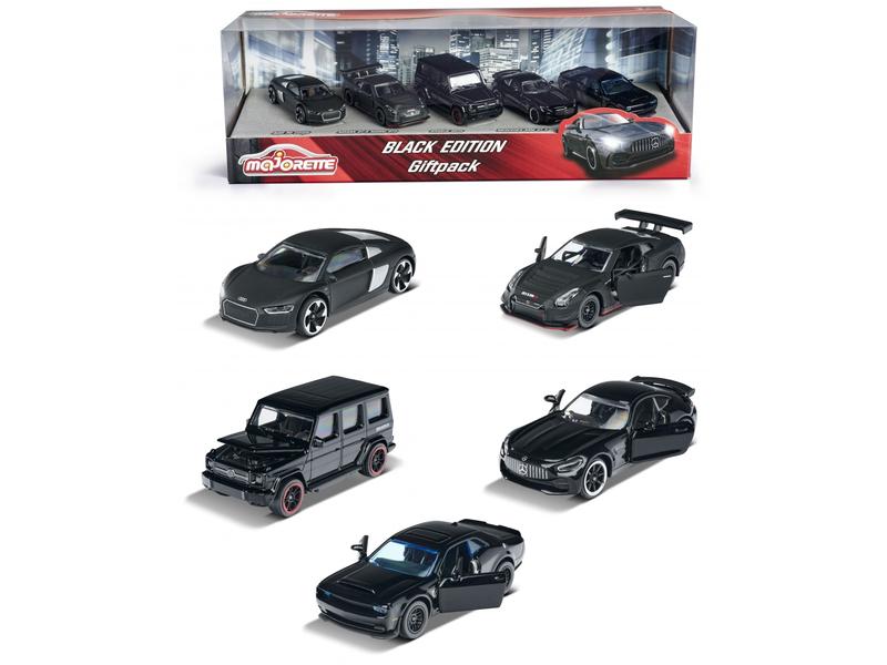 Majorette Auto Black Edition 5er-Geschenkset Fünf edle und schwarze Spielzeugautos
