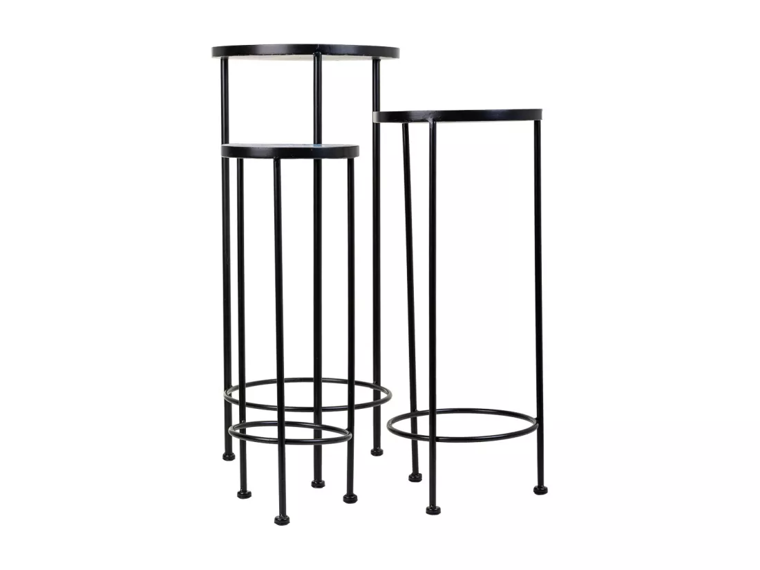 Ensemble de 3 supports en mosaïque et métal noirs